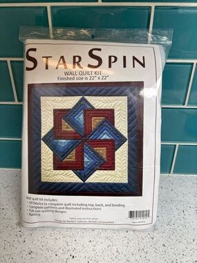 StarSpin Wall Quilt Kit - Red, Blue, Cream